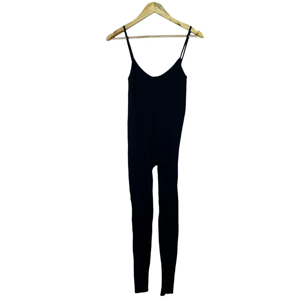 Intimately Free People Seamless Catsuit Ribbed Jumpsuit Black Basic Size XS/S